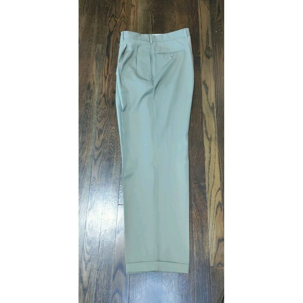 Vintage Faconnable 100% Lana Wool Pants Men's 33x31 Khaki Green Double Pleated